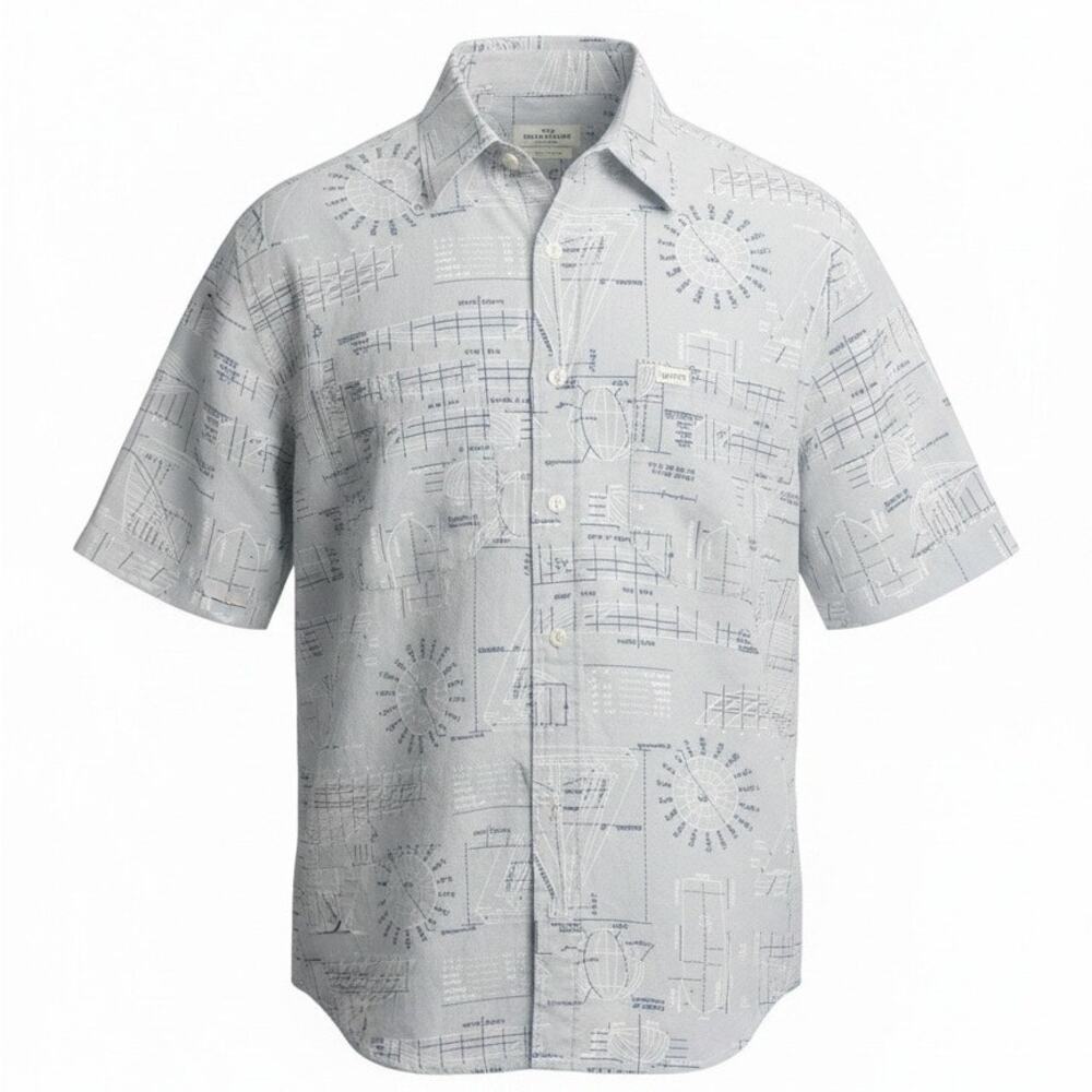 Guess Georges Marciano Short Sleeve Shirt Light Blue Nautical Blueprint Medium